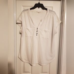 Jane and Delancey White Button-Front Blouse